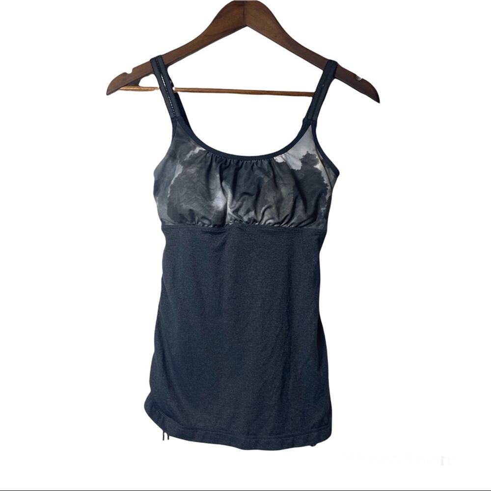 Lululemon 4 Gray Tye‎ Dye Cinched Ruffle Tank
